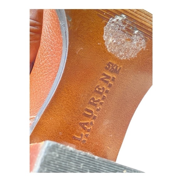 LAUREN RALPH LAUREN Tall Leather Riding Boots Size 5 1/2 Brown 2” Chunky Heels - Picture 5 of 9